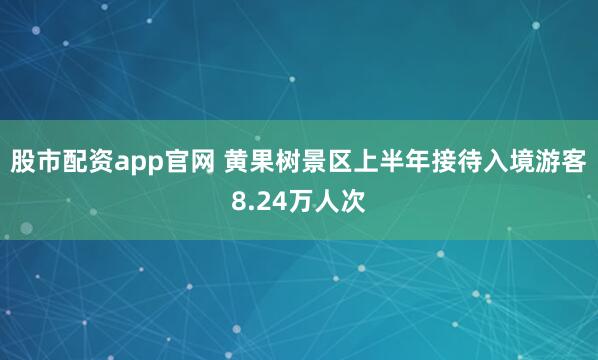 股市配资app官网 黄果树景区上半年接待入境游客8.24万人次